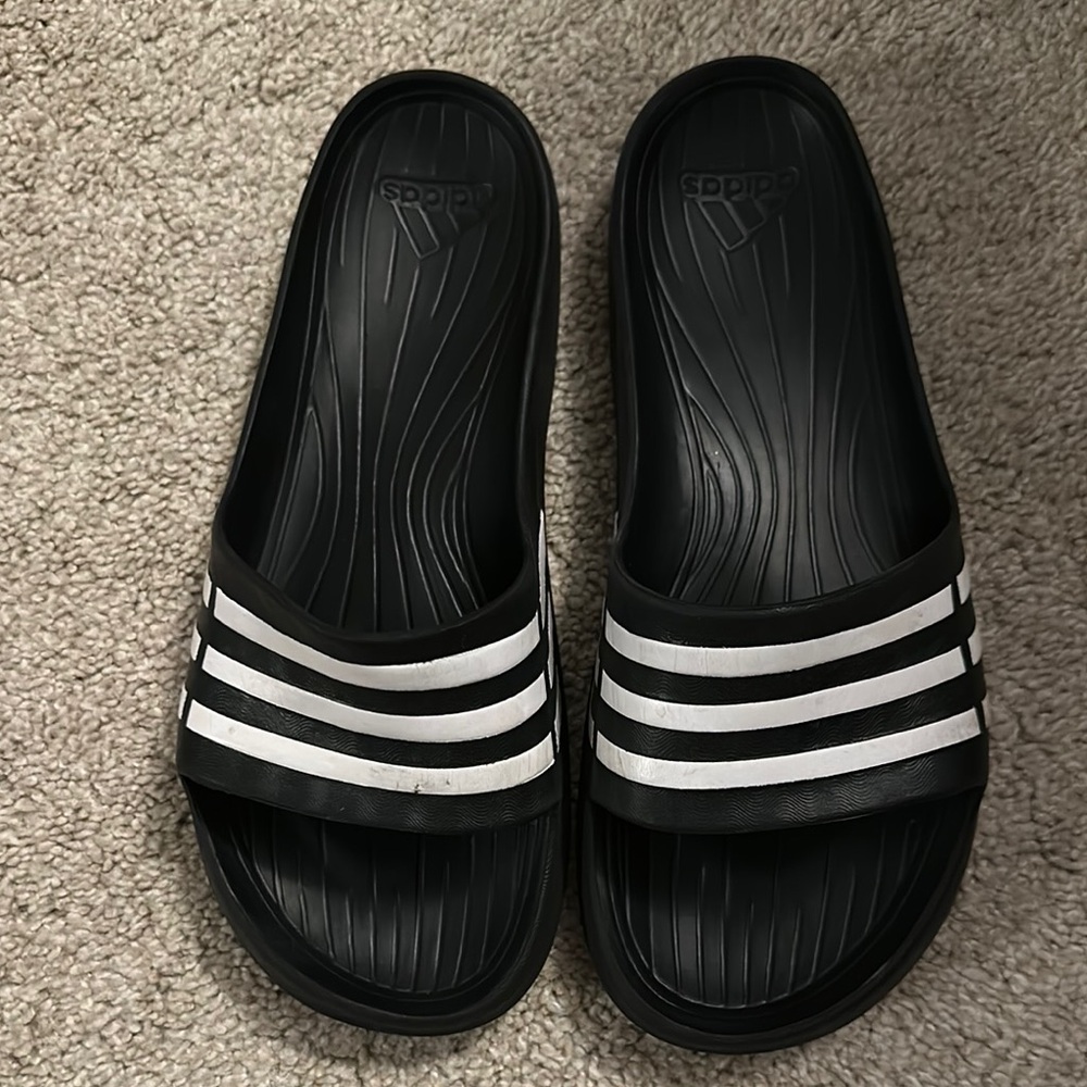 Adidas Striped Black Slides